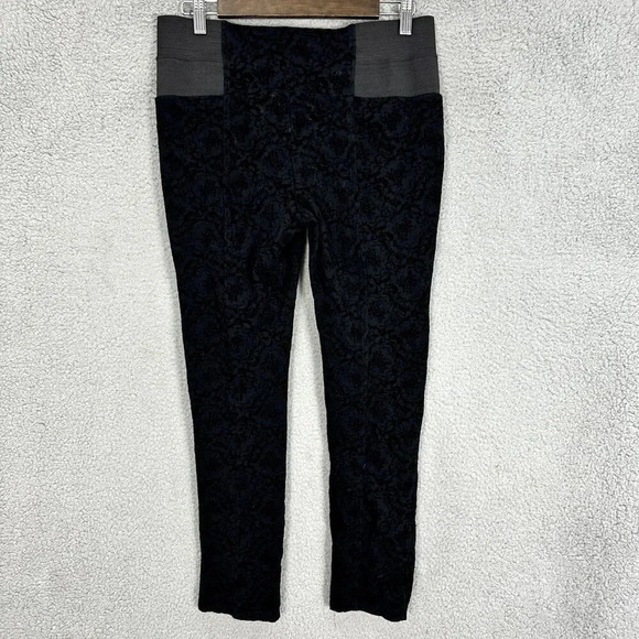 one 5 one black paisley pants women medium velvet burnout flocking whimsigoth - Picture 5 of 7